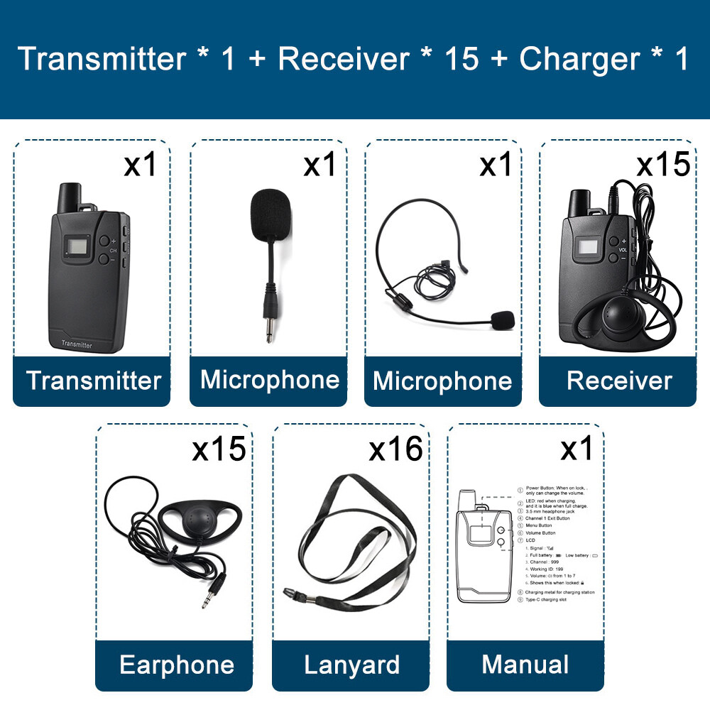 Wireless Whisper Tour Guide System Simultaneous Interpretation Audio Transmitter