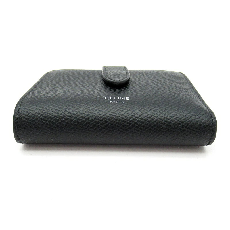 Celine Leather Fine Strap Wallet Black Women