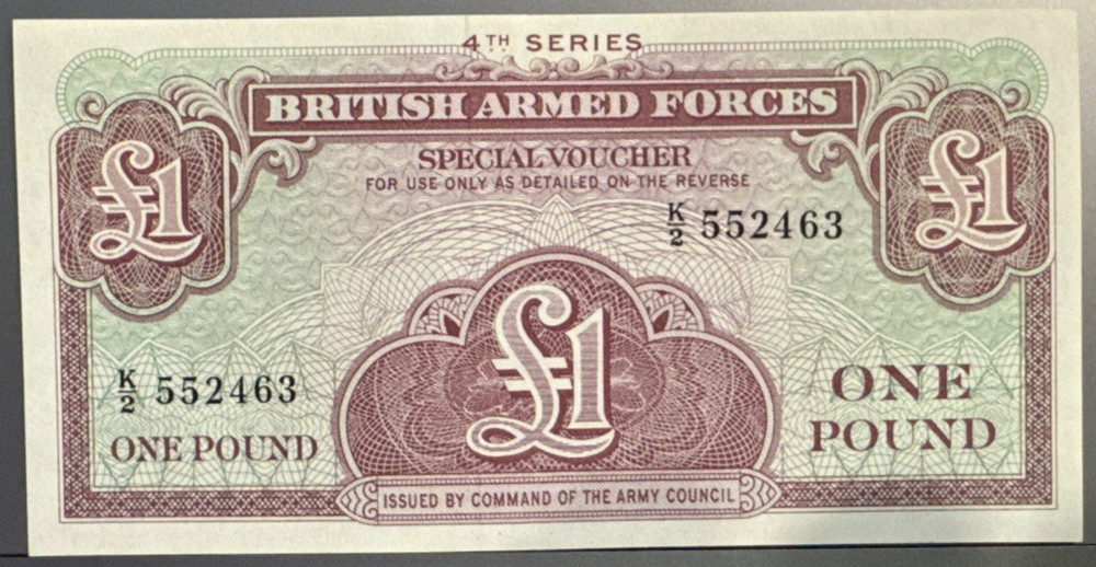 British Armed Forces 1 Pound 1962 Banknote VF