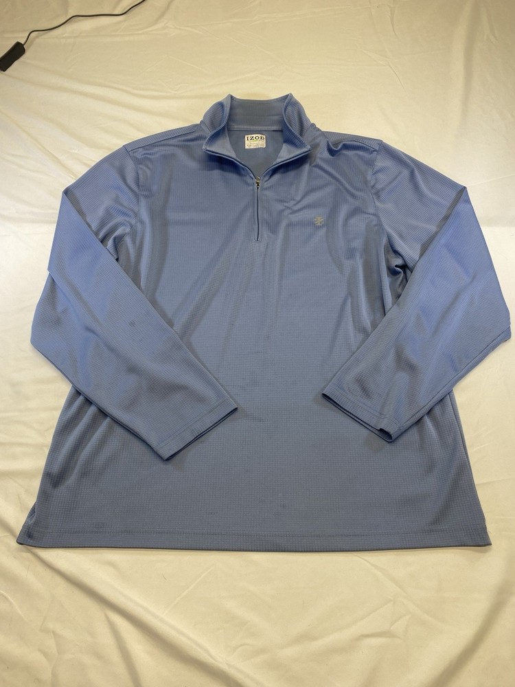 IZOD Golf Men's XL Blue Grid Texture 1/4 Zip Pullover Jacket