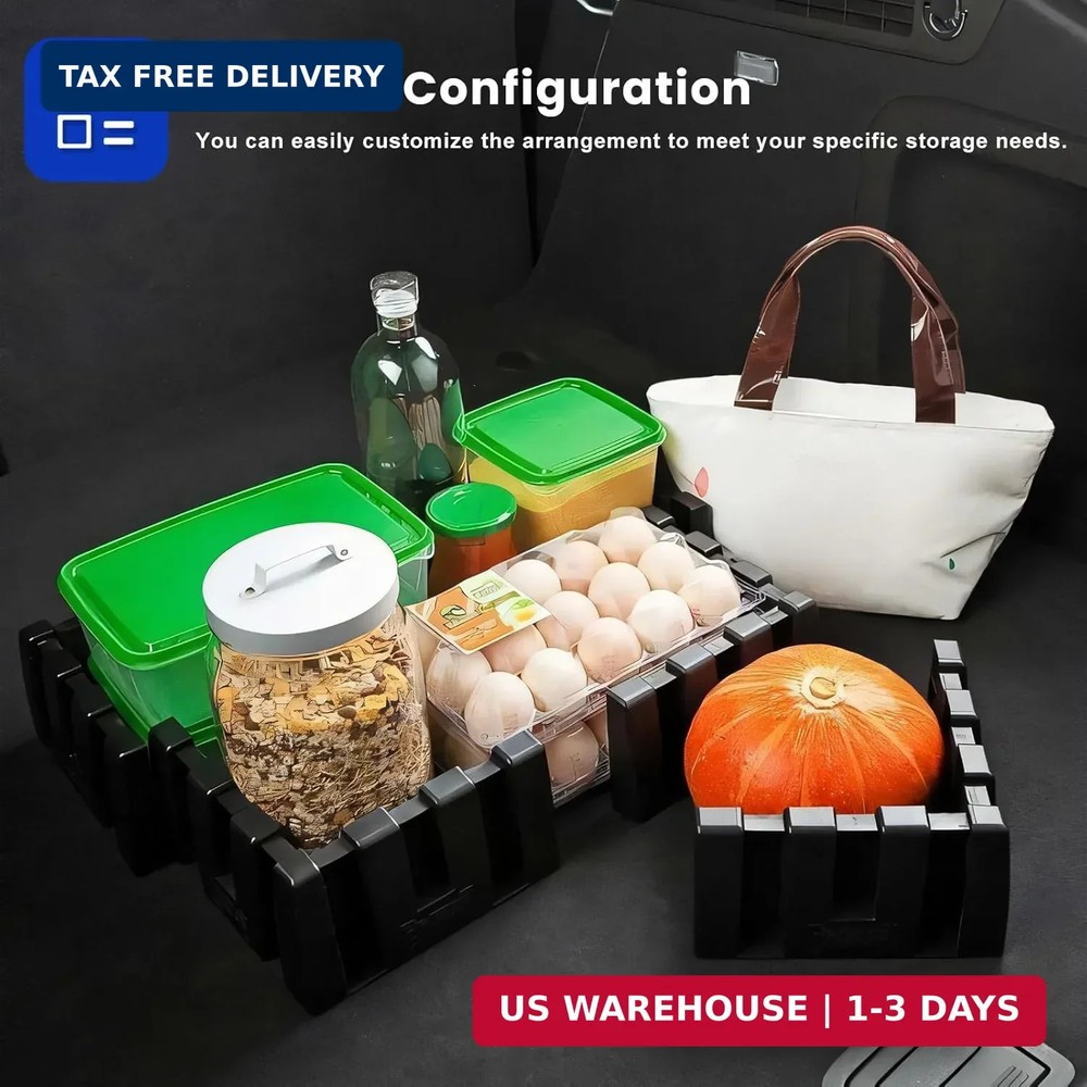 4 PCS Multipurpose Cargo Organizer Blocks, Plastic Auto Trunk Storage Organizer