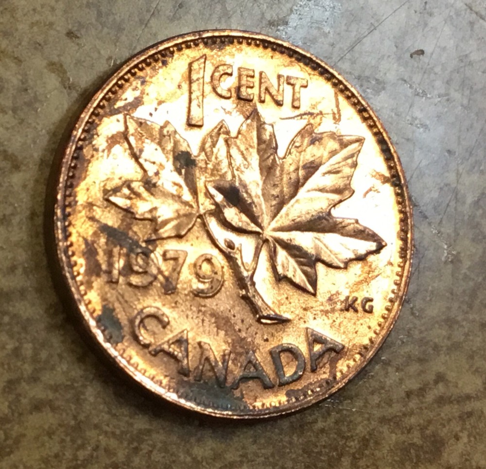 1979 Canada Cent Mint Error Double date re-engraved