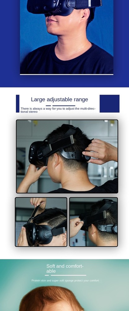 Improved Replacement VR Headband Head Strap Breathable for HTC Vive Adjustable