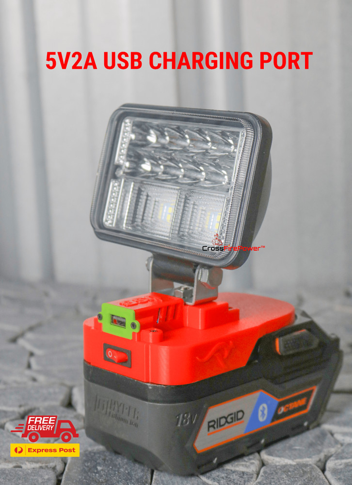 LED Work Light Torch USB Camping Workshop Flashlight For AEG Ridgid 18V Battery