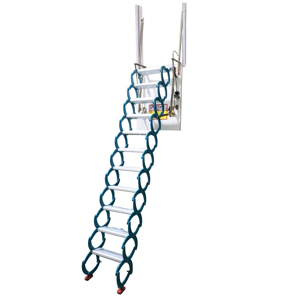 Attic Ladder Loft Wall Folding Stairs Blue 9.18ft Side-Mounted Pull Down Ladder