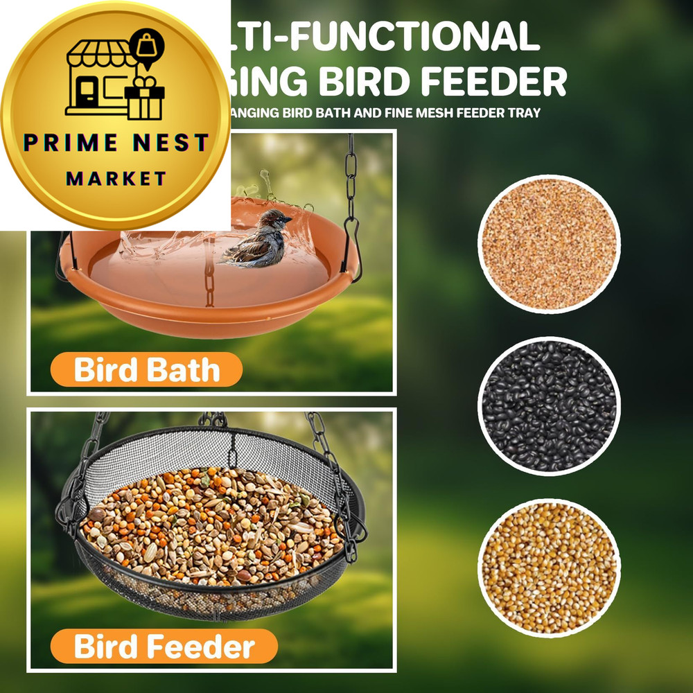 RAINFLOW Hanging Bird Bath for Outdoors - Feeder Outside,...