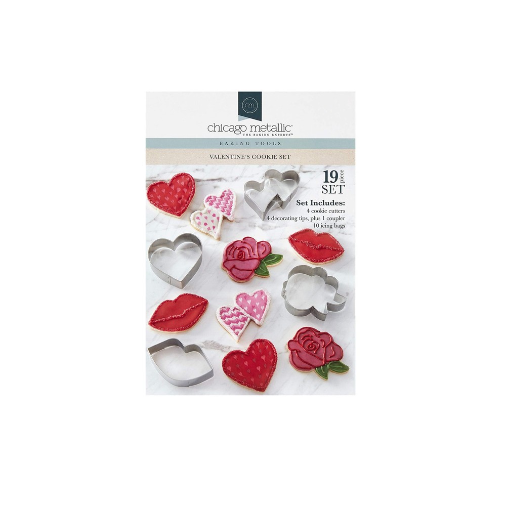 Valentines Cookie Cutter Kit, 19-Piece, Silver