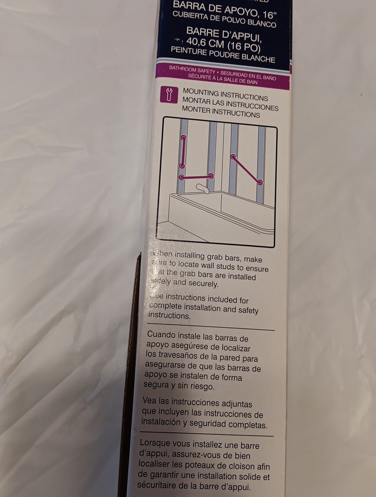 grab bars for bathroom"16" White Power Coated Drive