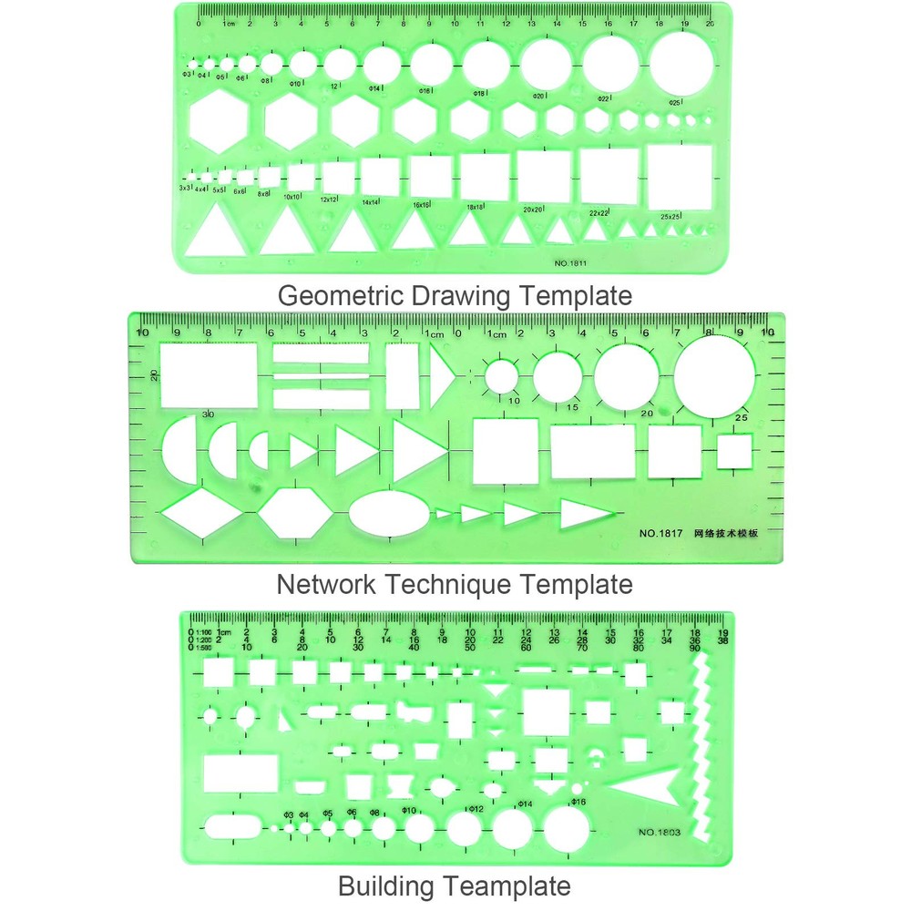 11PCS Geometric Drawings Templates, Drafting Stencils Measuring Tools, BetyBe...