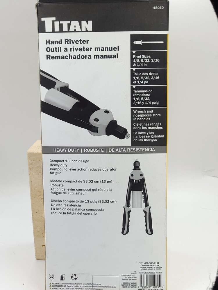 Heavy Duty Hand Riveter Titan Tools 15050 Open BOX