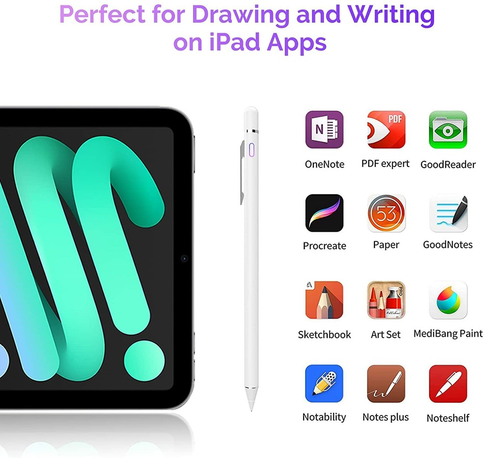 Active Rechargeable Stylus Pen Compatible for iOS & Android Touch Screens