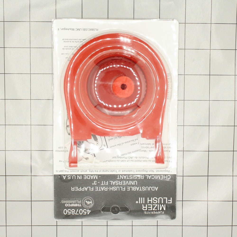 3-Inch Mizer Flush III Red Flapper with Adjustable Bulb, Removable Baffle