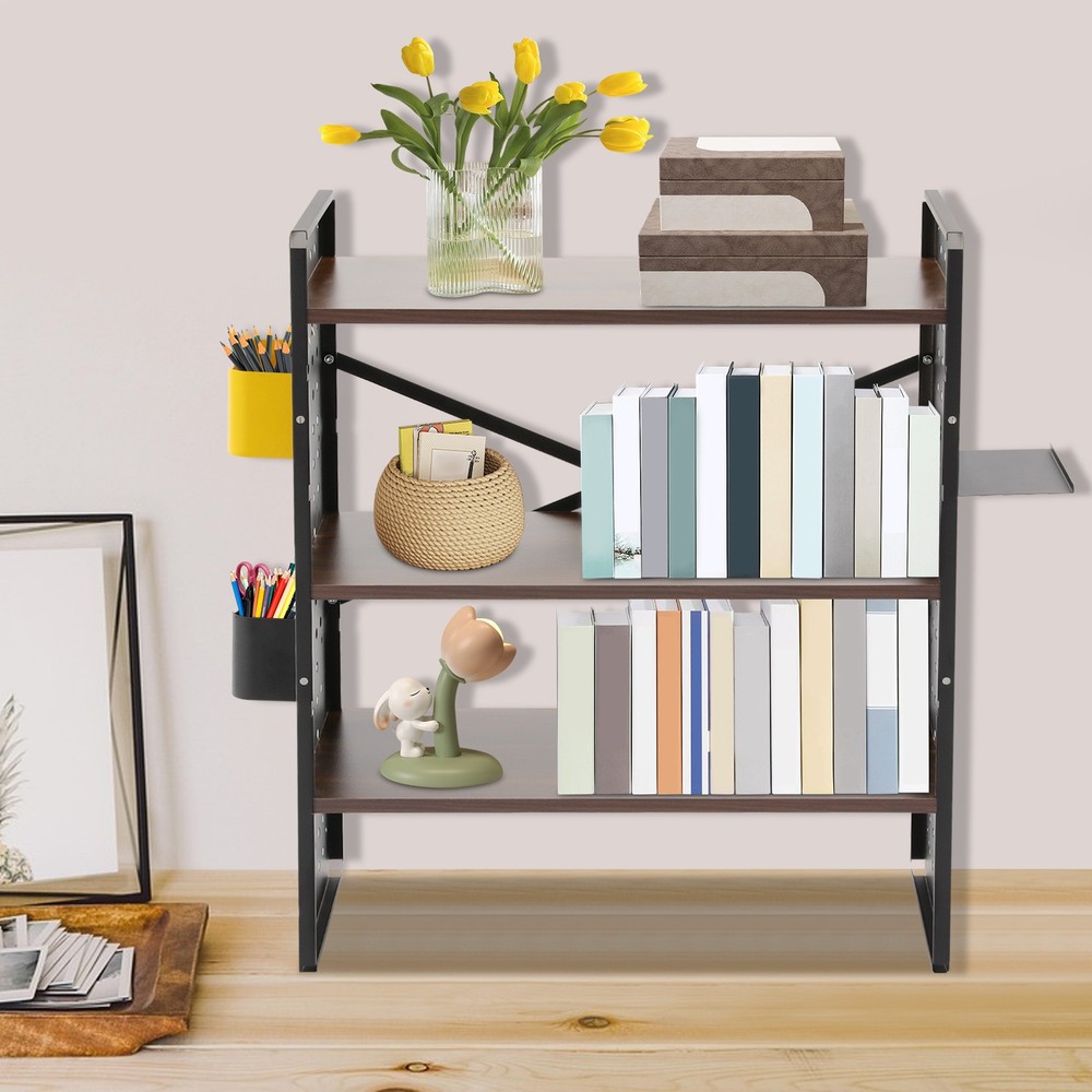 3-Tier Desktop Bookshelf, Versatile Countertop Organizer with Pegboards