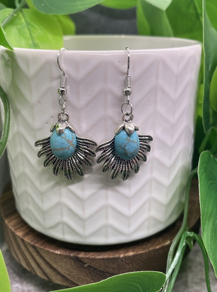 2” Silver-tone Turquoise Boho Drop Dangle Earring Set  New Free Ship B7757
