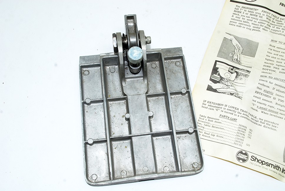 ShopSmith Mark V 500 Front table Extension **SEE DISCRIPTION (#2)