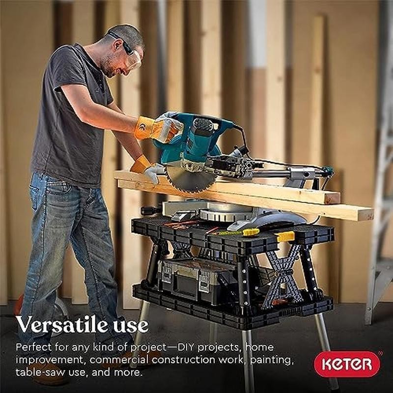 Portable Folding Work Table Heavy Duty Workbench W/ Clamps DIY Projects New