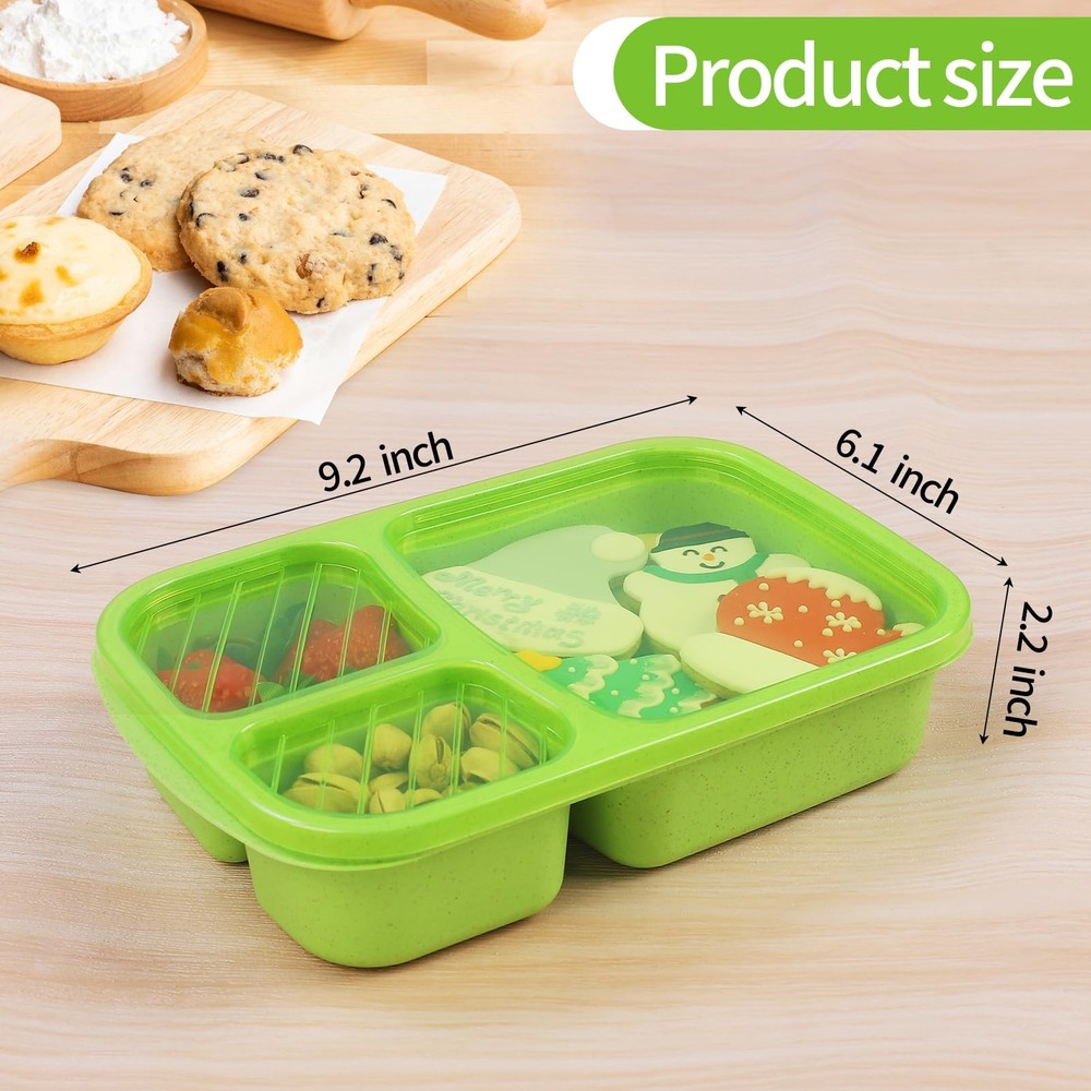 buluker 4 Pack Bento Lunch Box Set 3 Compartment 900ml, 4 Pack（Jewel Brights）