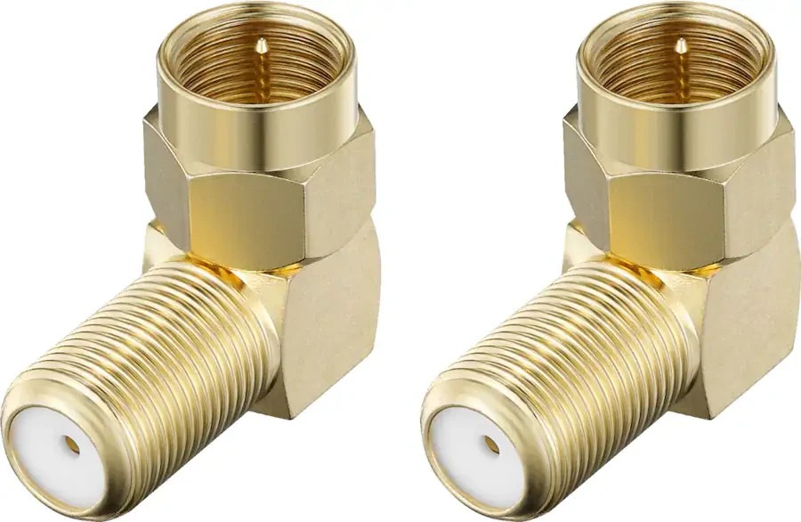 🔥 Rocketfish 90 Degree Coax Adapter 2 Pack Right Angle RF Gold Open Box 🔥