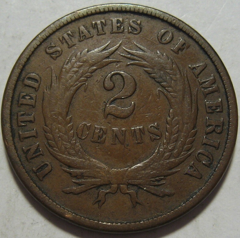 = 1871 FINE Two Cent Piece, Has Dings, FREE Shipping