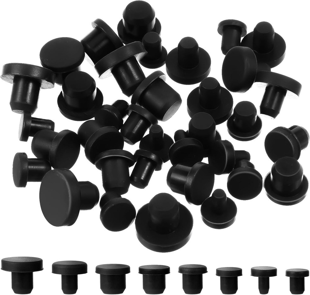 Silicone Hole Plugs Assorted Sizes 80 Pcs Black