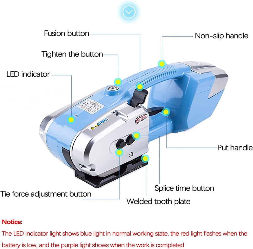 Electric Strapping Machine Fits 1/2-5/8" PP PET Straps Automatic Strapping Tool