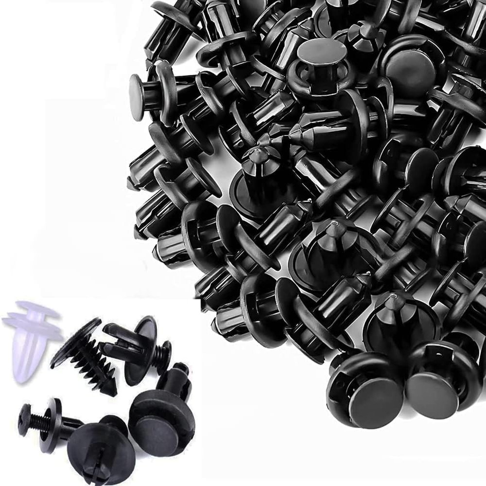 deemars 100PCS Car Clips, Plastic Rivets, 6 Popular One Size, BlackWhite