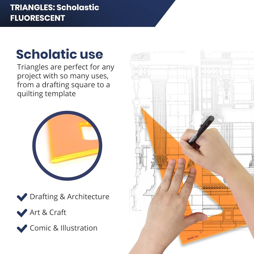Pacific Arc's Scholastic Triangle - 6 inch - Fluorescent - 30/60 Angle