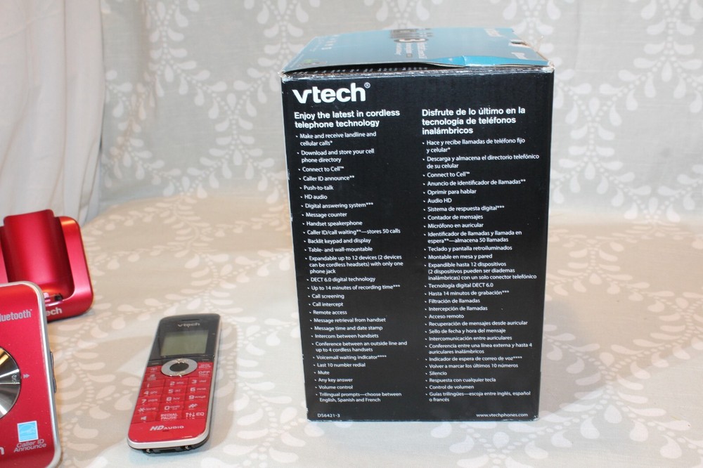 VTech DS6421-3 DECT 6.0 Cordless Digital Answering Machine Bluetooth RED A+++
