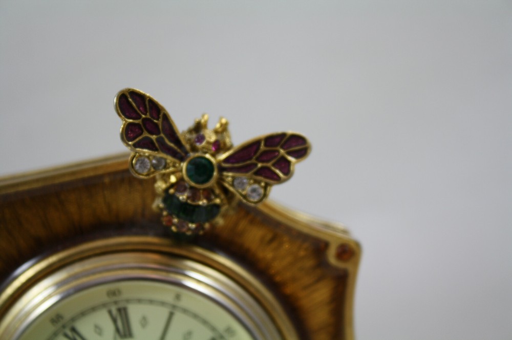 Jay Strongwater Dumont Bee Octagonal Enamel Clock