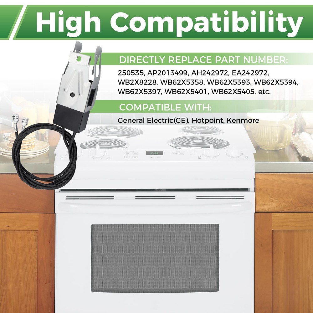 2 Pack WB2X8228 Element Receptacle and Wire Kit Replacement for Black-2