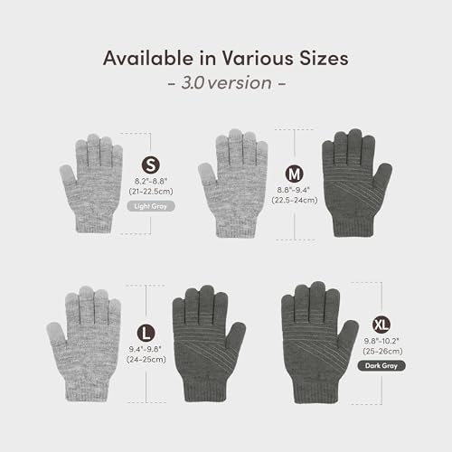 Digits Winter Touchscreen Gloves, Warm Knit Gloves with 4 Medium Light Gray