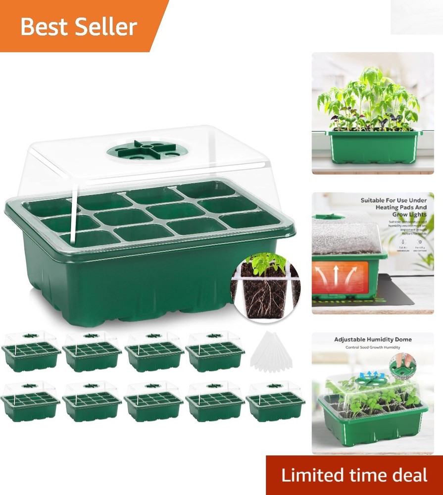 Ultimate 10-Pack Seed Starter Trays Set with Reusable Humidity Dome & Drainage