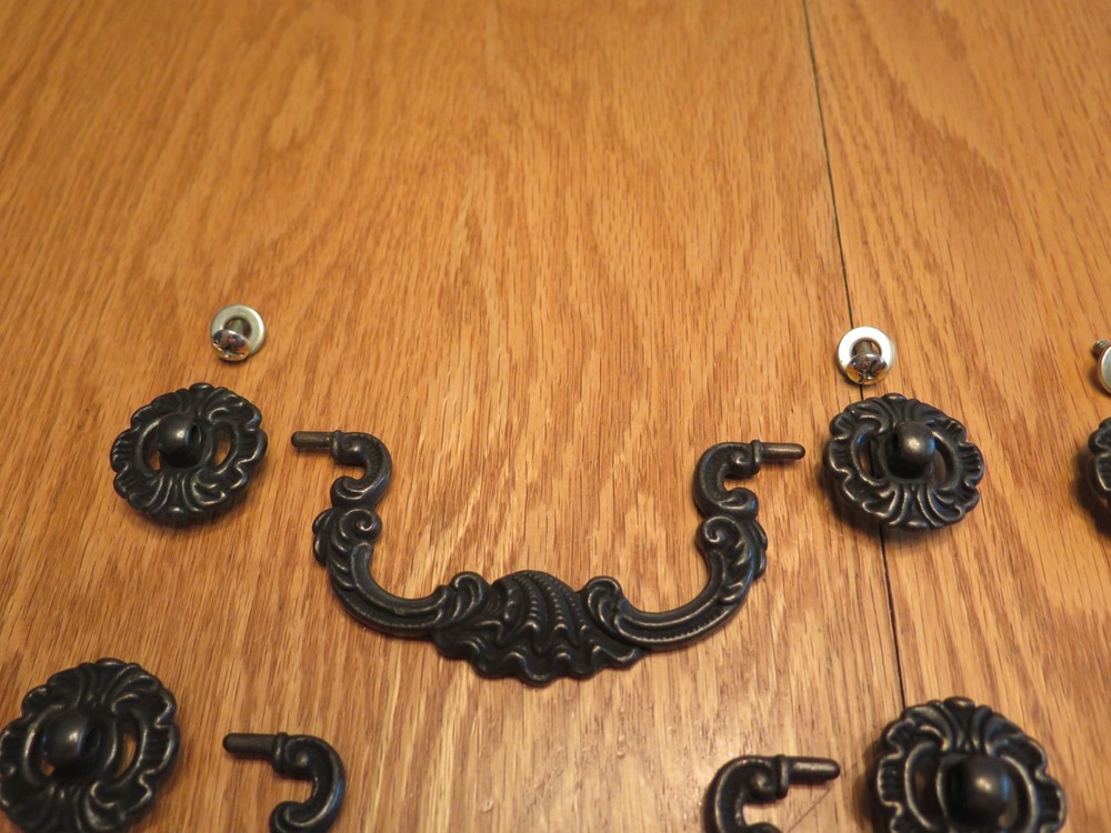 Brass/Dark Tone Drawer Pulls Drop Pulls - Set of 4