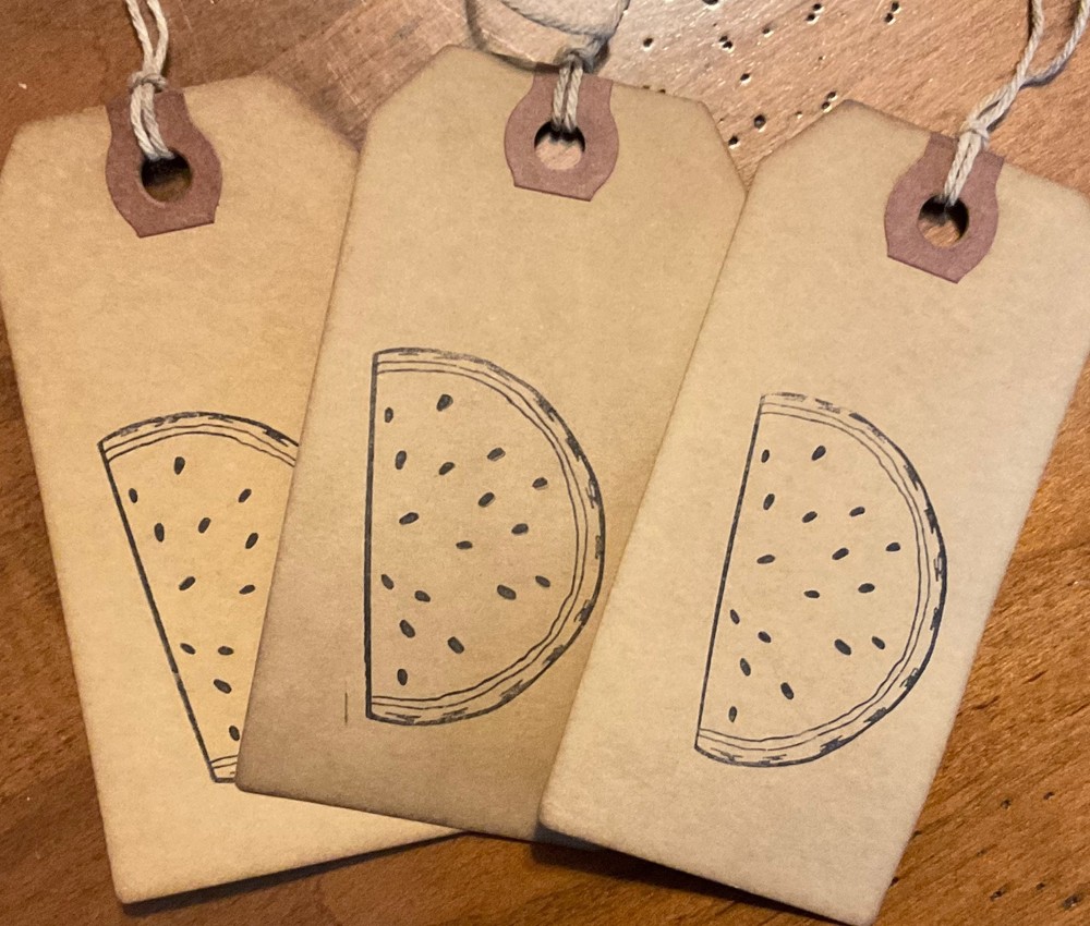 3 XL Summer Watermelon Slices Primitive Hang Tags