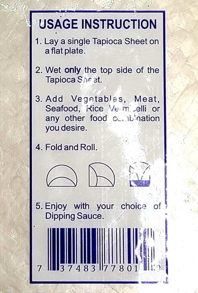 Vietnamese Spring Roll Tapioca Sheet DEO Wrapper 22 cm Three Ladies 12 Oz.(2-pk)