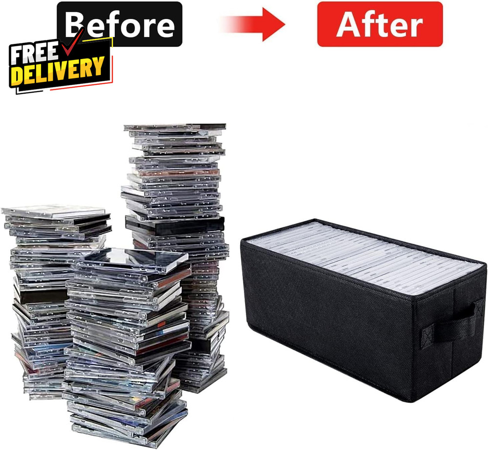 CD Storage Boxes Pack of 4 CD Case Storage - 13.2 X 5.9X 5.3 Container Holds...