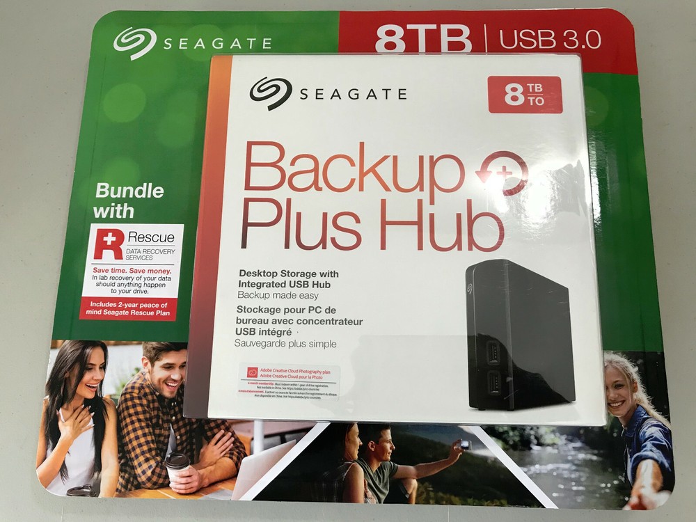 Seagate Backup Plus Hub 8TB External Hard Disk Drive HDD USB Host Desktop Storag