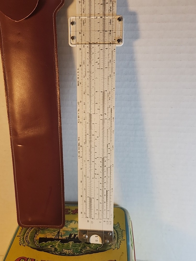 Acu-Math No. 1500 12-1/2" Plastic Slide Rule with case