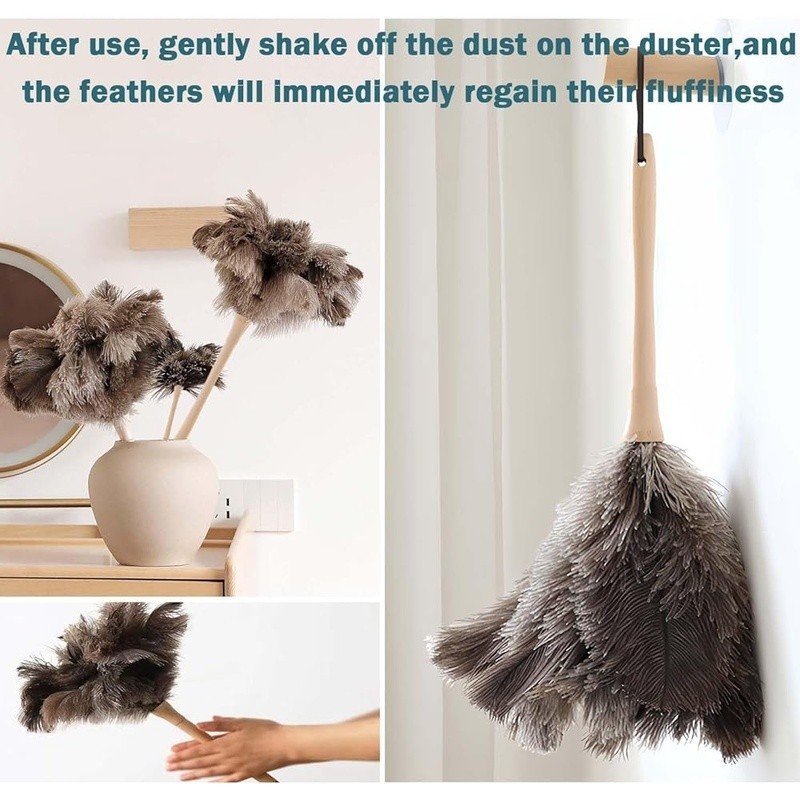 Ostrich Feather Duster Handheld Cleaning Tool Eco-Friendly Reusable Dust Remover