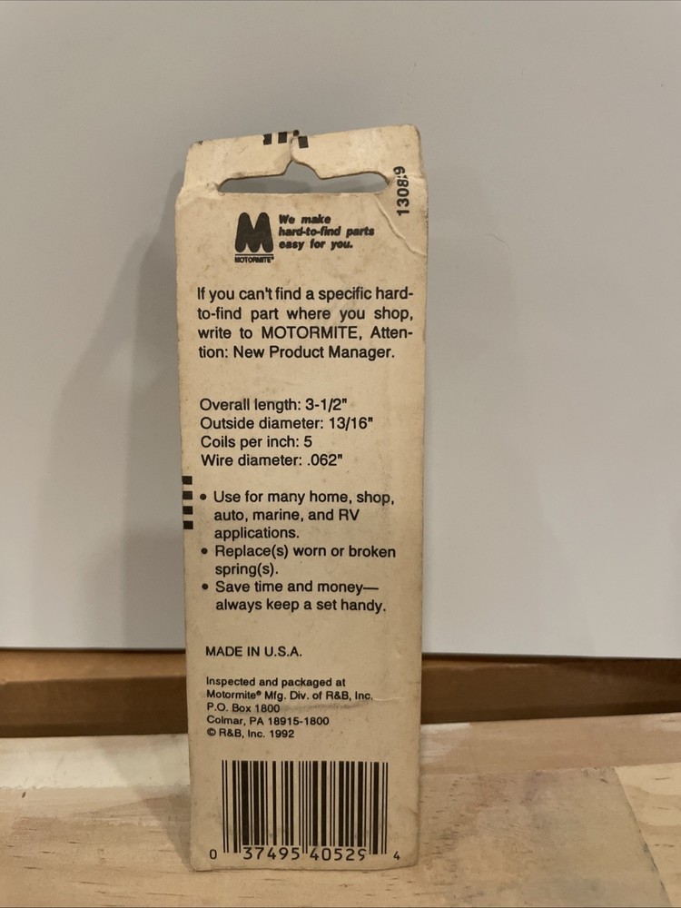 Spring-Tite 40529 Compression Spring 3-1/2" x 13/16" x 0.062"
