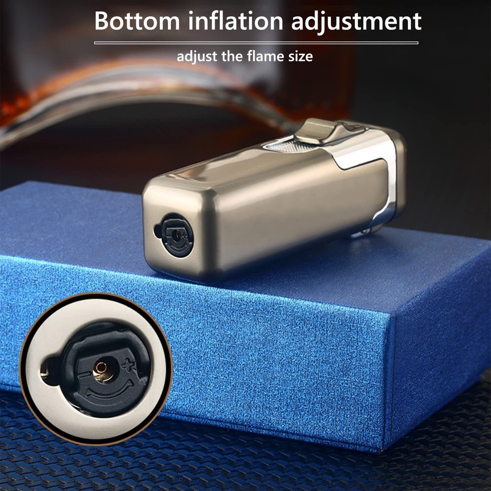 Torch Cigar Lighter 4 Jet Flame Refillable Butane Cigar Lighter Adjustable Flame