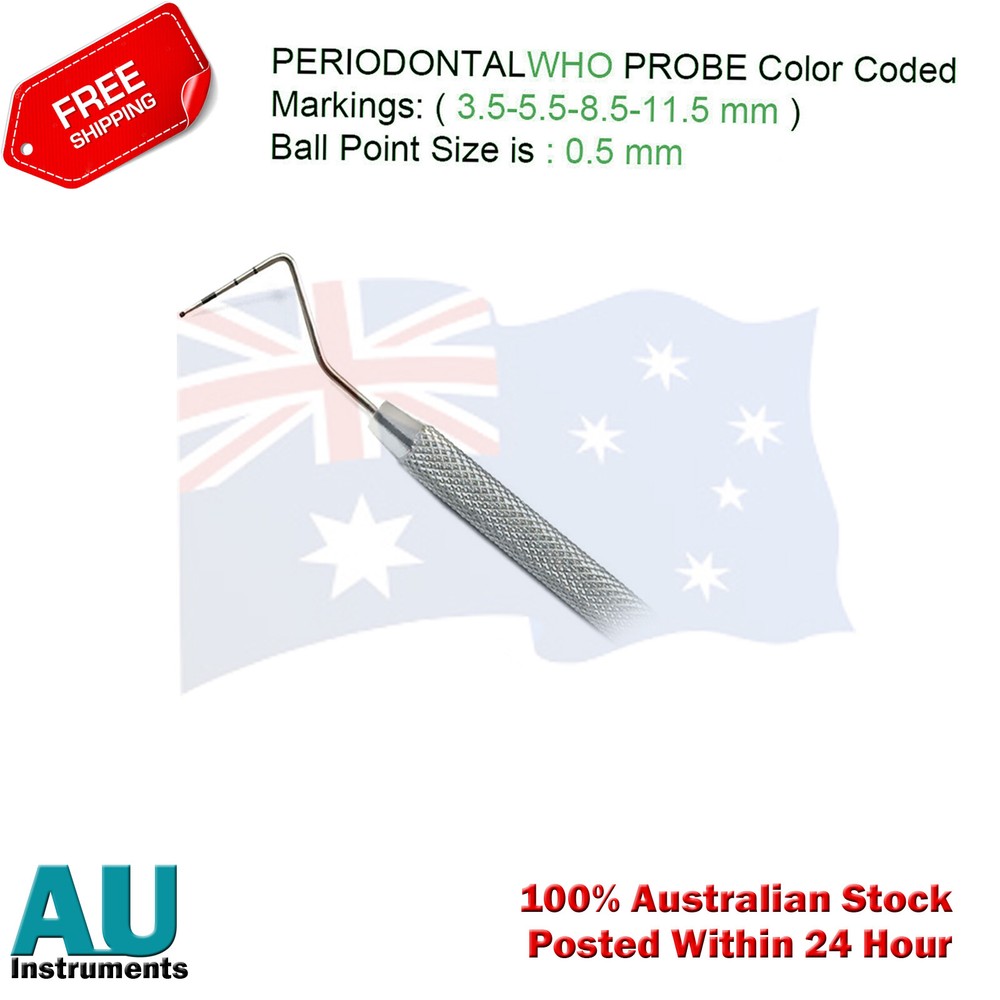 Dental Perio Probes Tooth Depth Measuring Color Coded Diagnostic Instruments