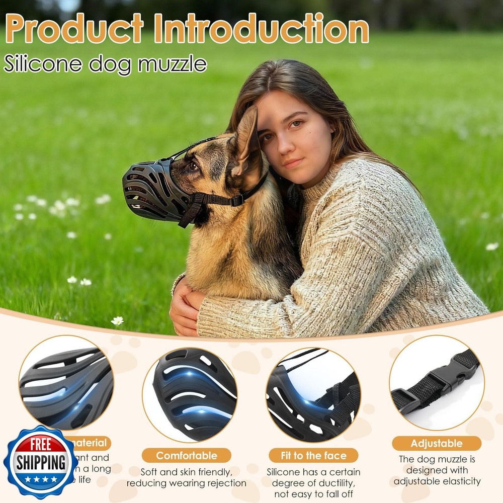 KnJuLee Dog Muzzle, Silicone Dog Muzzle, Durable, Breathable, Anti Bite, Anti