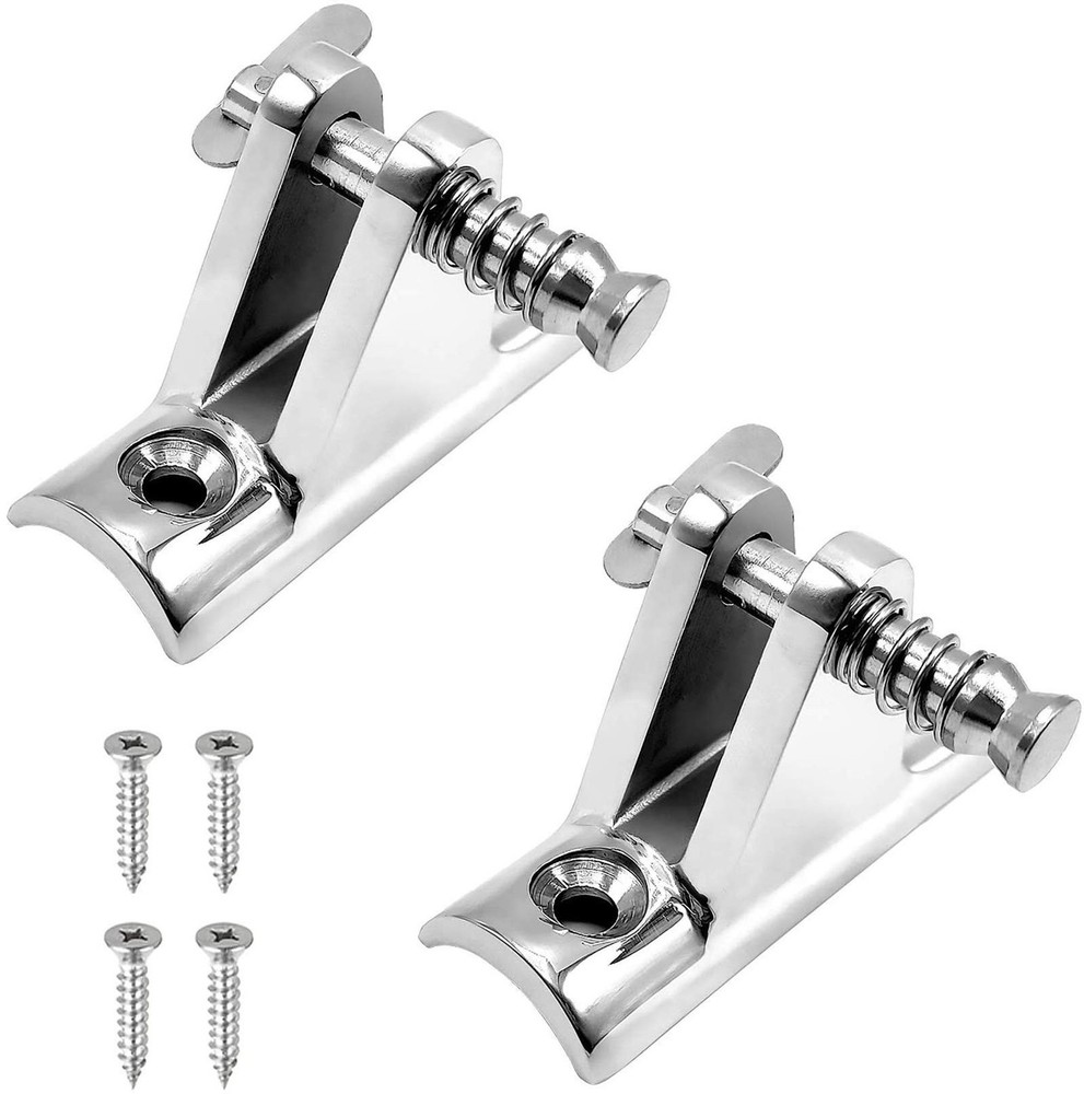 2 PCS Bimini Top Deck Hinge 90°Fitting Concave Base Hardware with Quick Rel