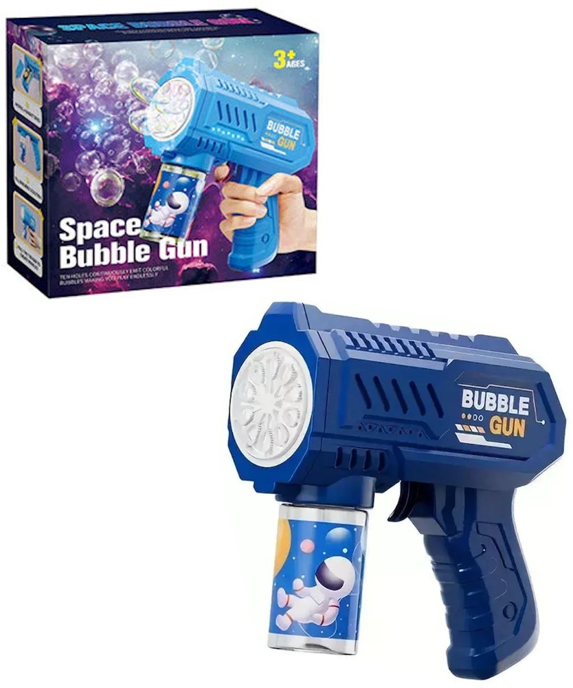 Fully Automatic Space Bubble Machine Gun Rocket 10 Hole Bubble Maker Toys N-BLUE
