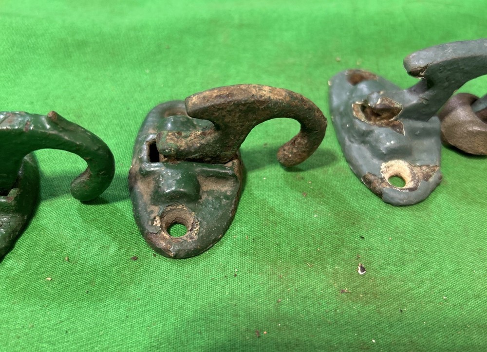 Three Antique Shutter Catches Latch Locks Cast Iron Vintage House Hardware