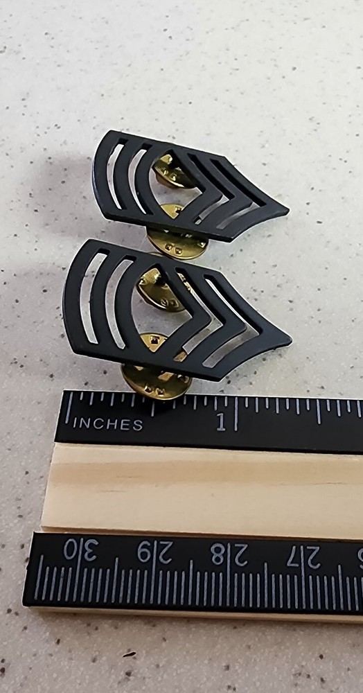 Two Military MASTER SERGEANT CHEVRON Pins - Sargeant Stripes Pinbacks