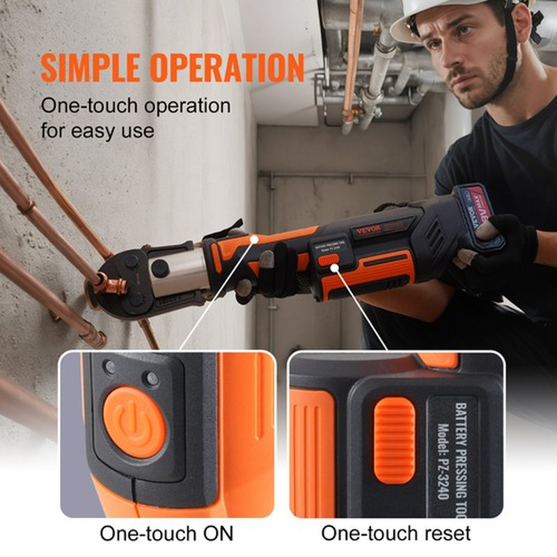 1/2" -2" Pro Press Tool Pipe Crimping Kit Press Tool Battery Kit with 6 Jaws