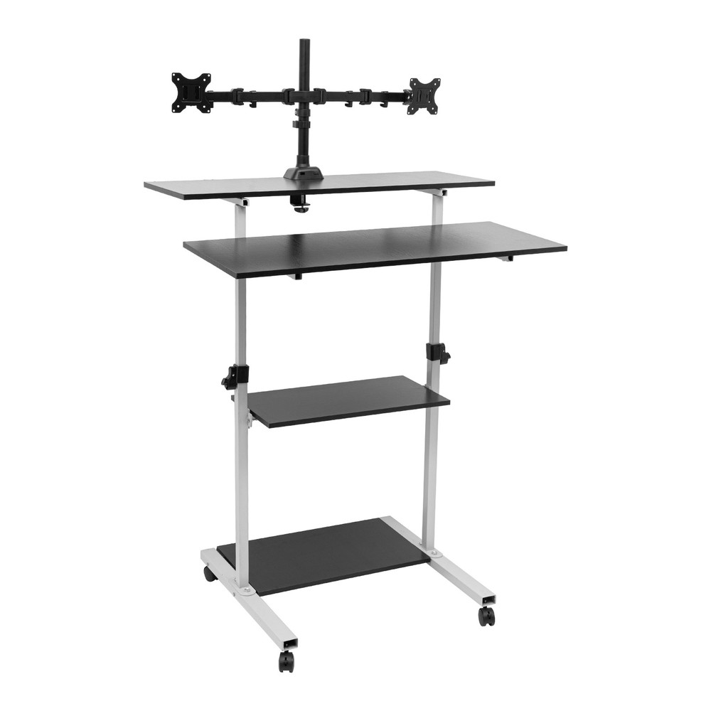Mobile Standing Desk Adjustable Computer Desk Rolling Laptop Cart Tall Table