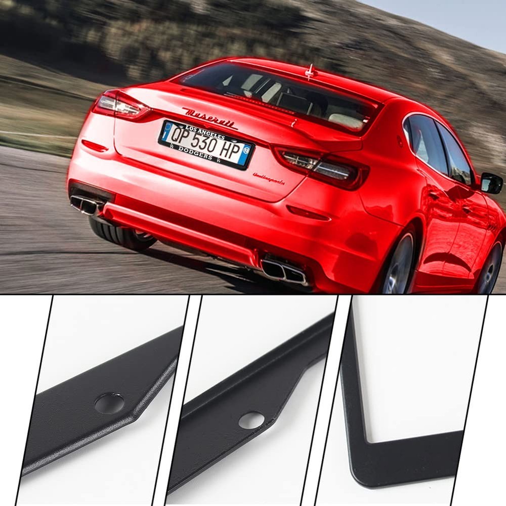 2PC Dodgers License Plate Frames Black Aluminum Rustproof US Standard